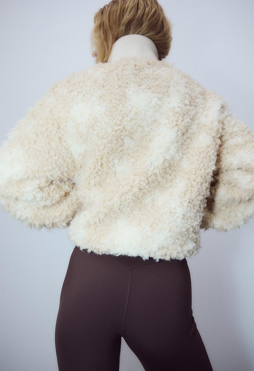 H&M - Teddy jacket - light beige/patterned