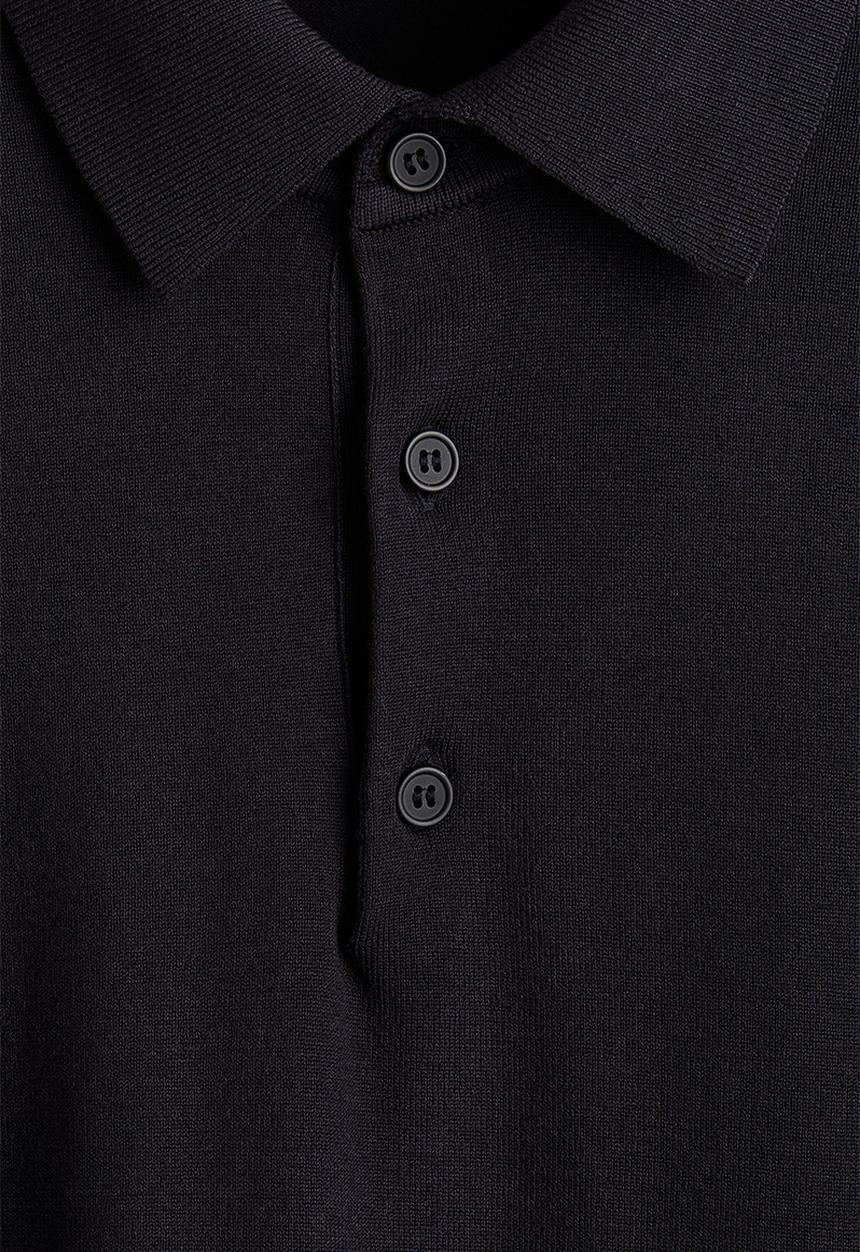 H&M - Regular fit fine-knit polo shirt - dark blue