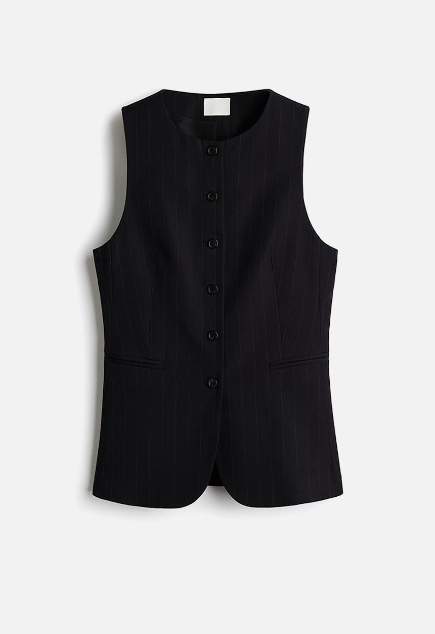 H&M - Long waistcoat - navy blue/pinstriped