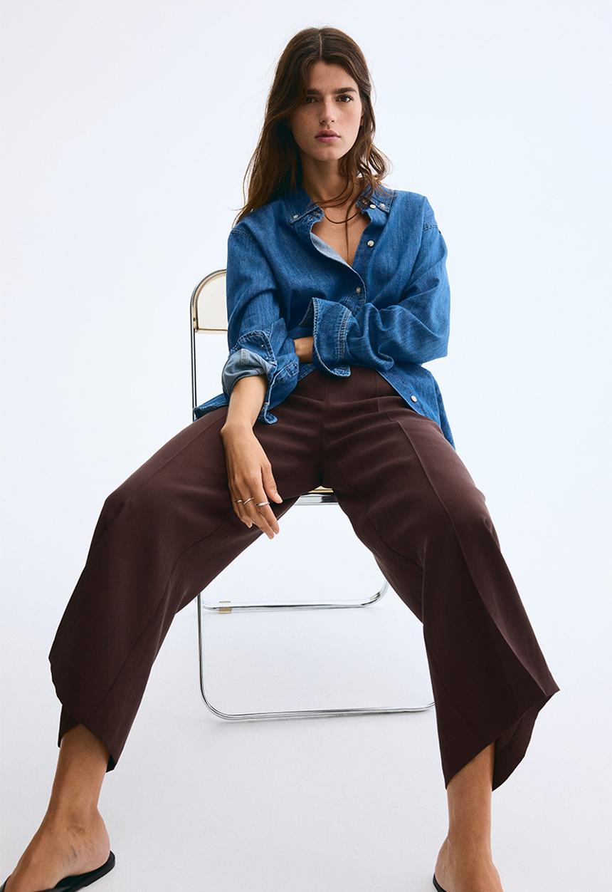 H&M - Wide ankle-length trousers - dark brown