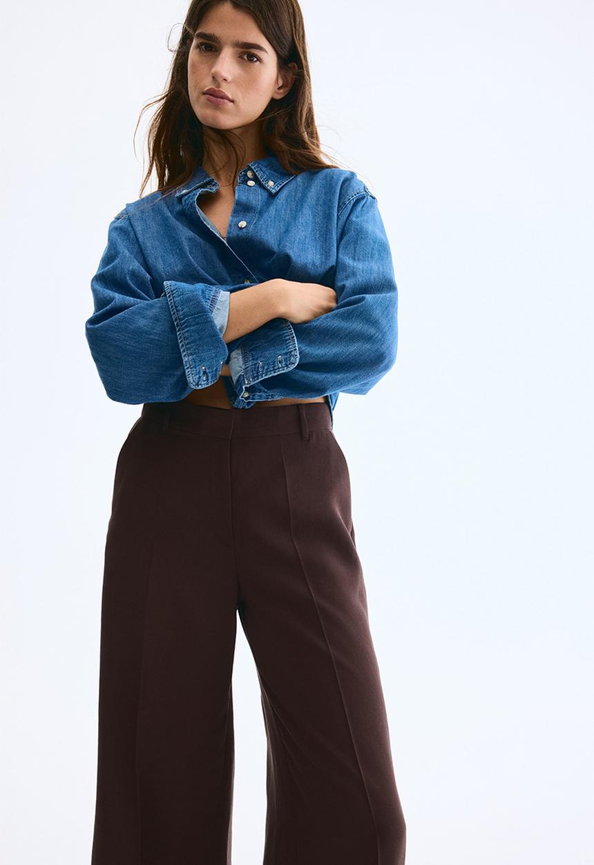 H&M - Wide ankle-length trousers - dark brown