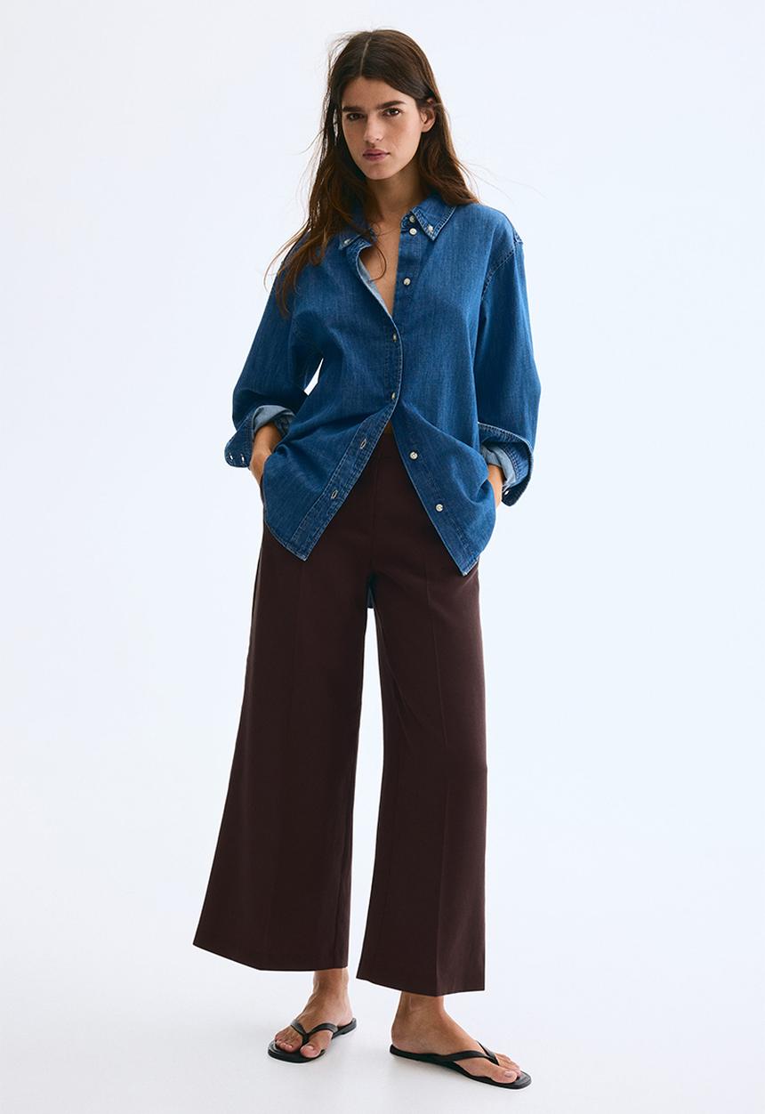 H&M - Wide ankle-length trousers - dark brown