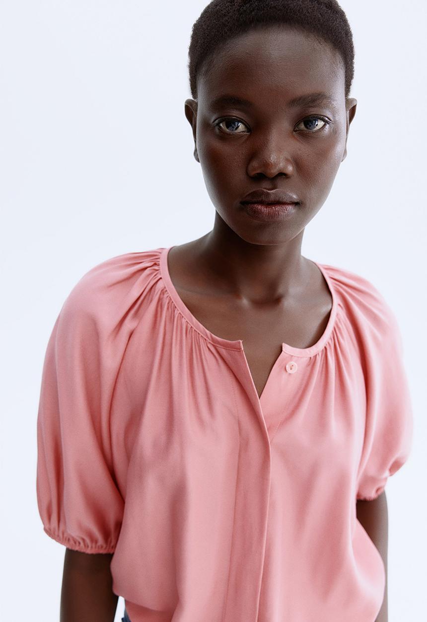 H&M - Balloon-sleeved blouse - pink