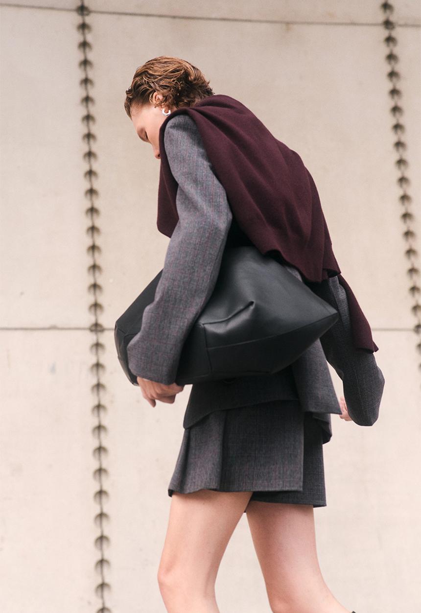 H&M - Pleated skort - dark grey/checked