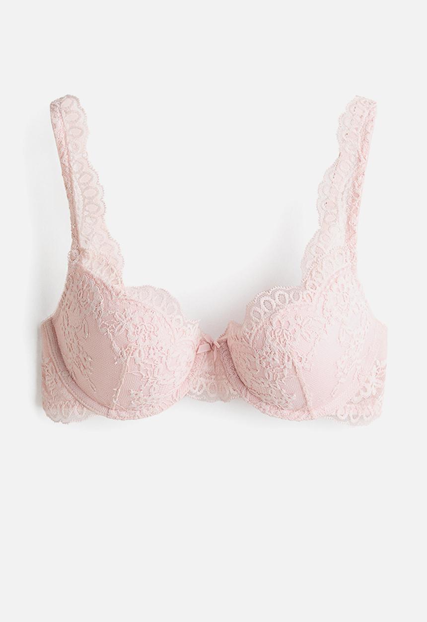H&M - Lace push-up bra - light pink
