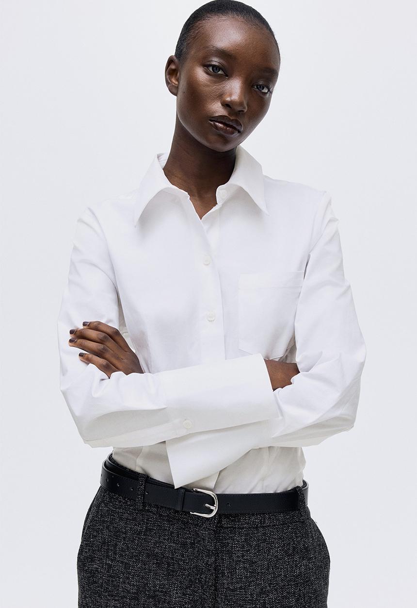 H&M - Fitted cotton shirt - white
