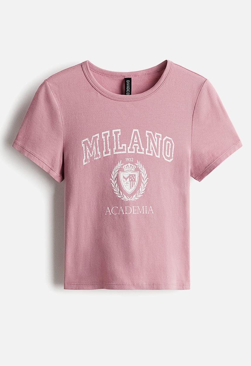 H&M - Fitted cotton T-shirt - pink/milano