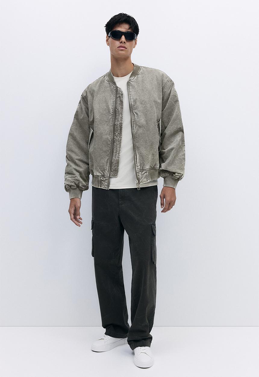 H&M - Washed bomber jacket - khaki green
