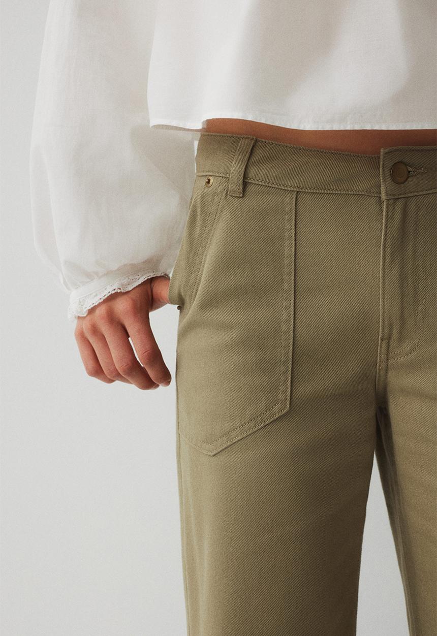 H&M - Cotton twill trousers - khaki green