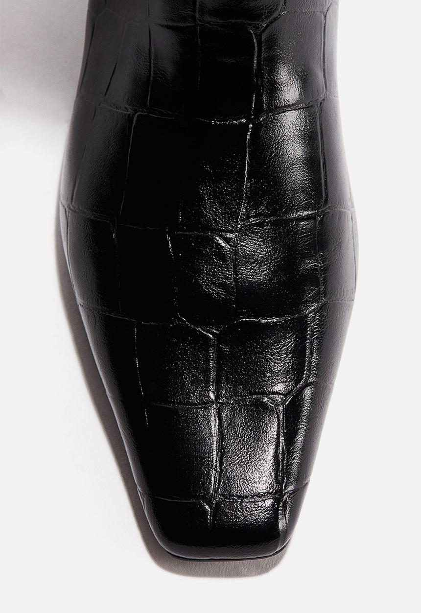 H&M - Knee-high boots - black/crocodile pattern