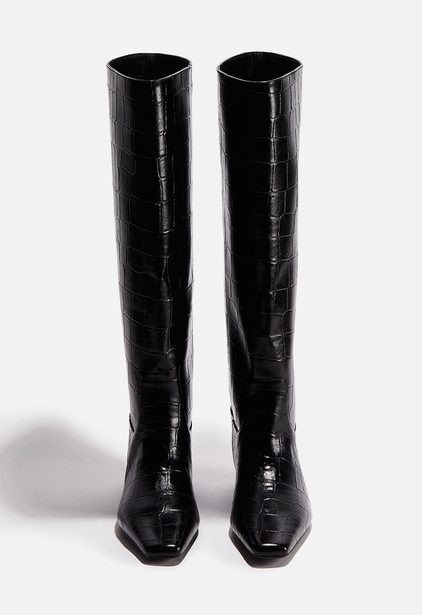 H&M - Knee-high boots - black/crocodile pattern