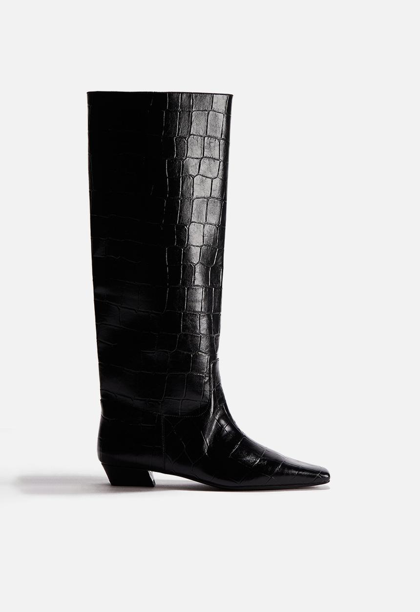 H&M - Knee-high boots - black/crocodile pattern