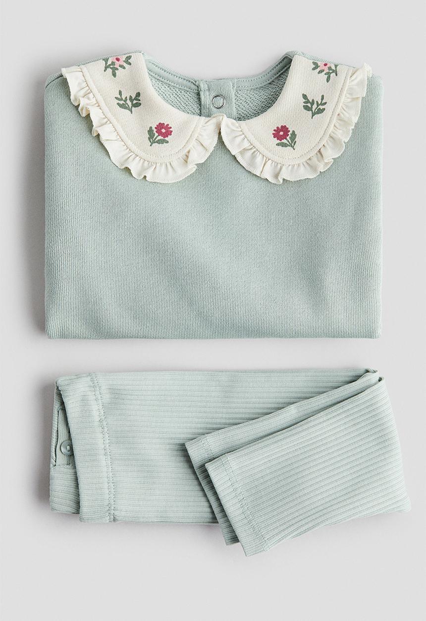 H&M - 2-piece sweatshirt and leggings set - light green
