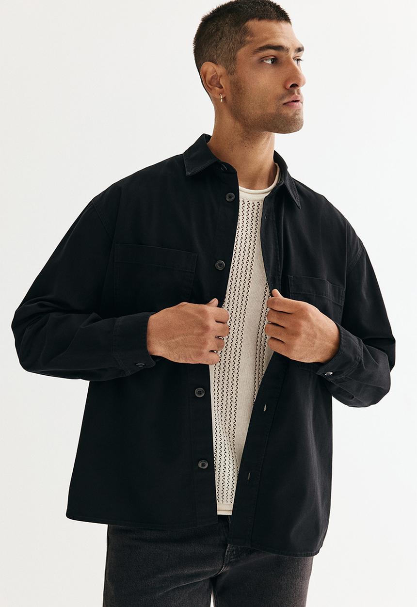 H&M - Relaxed fit twill overshirt - black