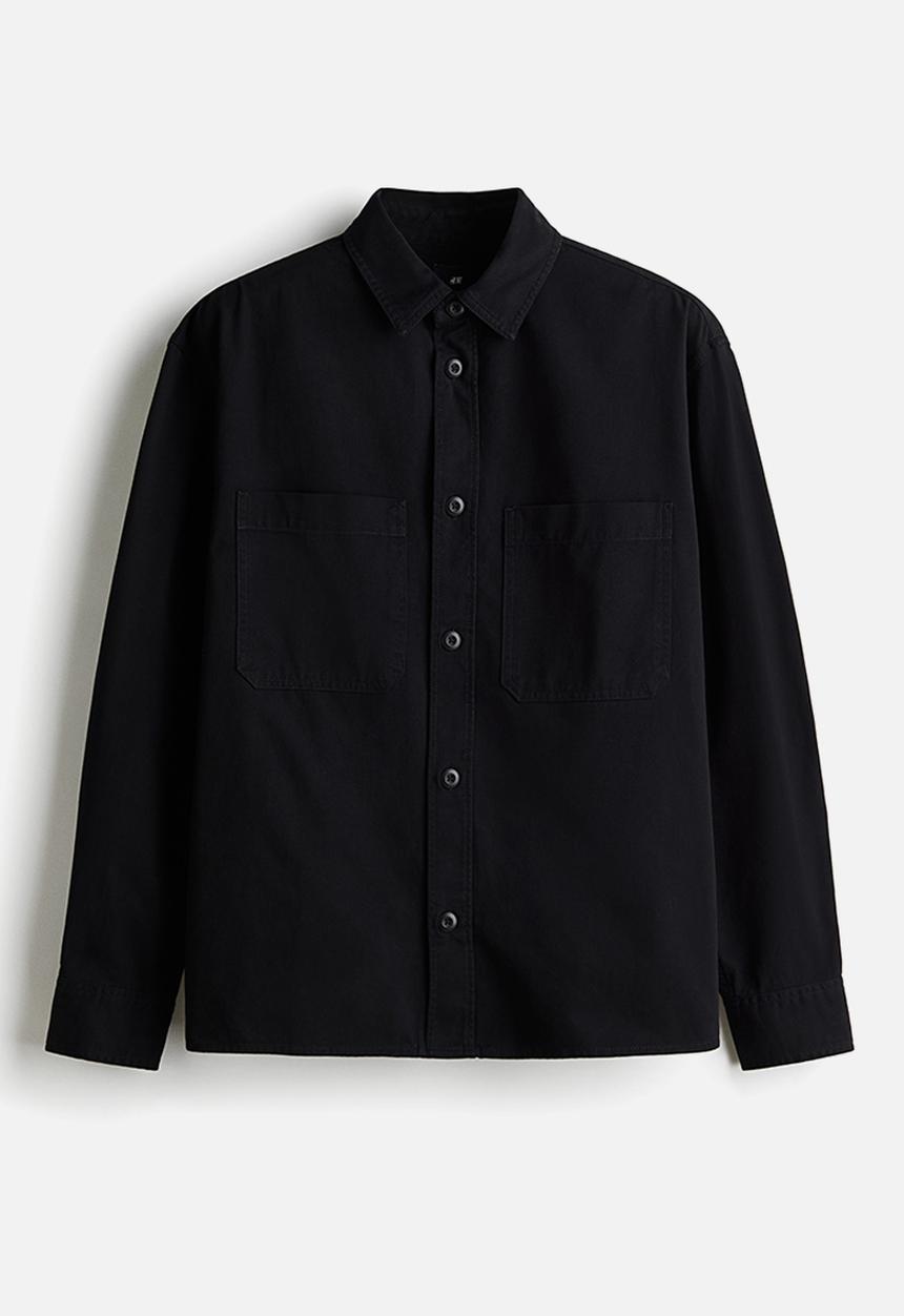 H&M - Relaxed fit twill overshirt - black