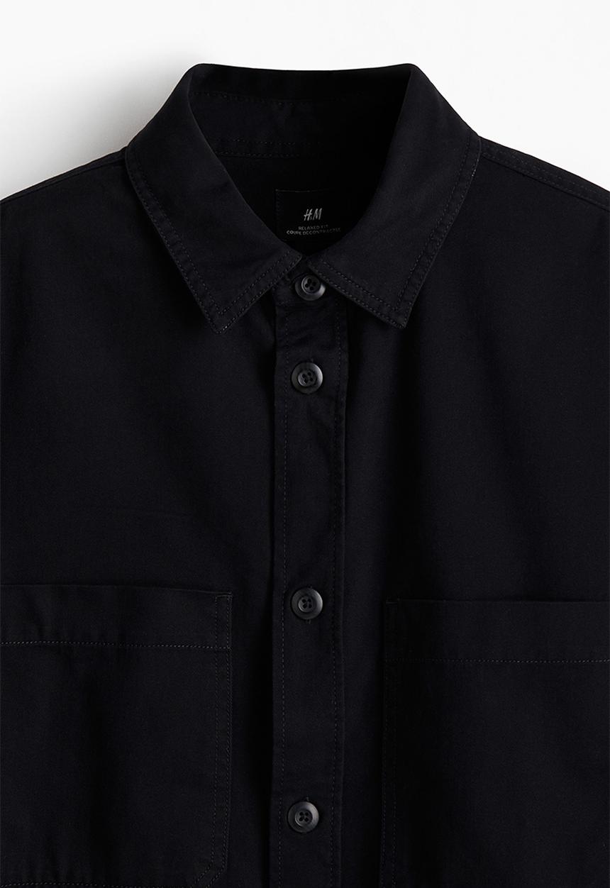 H&M - Relaxed fit twill overshirt - black