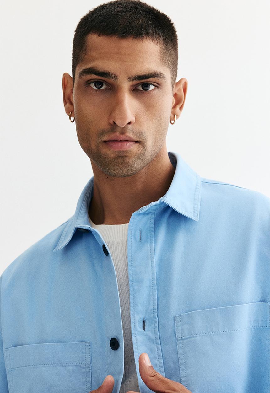 H&M - Relaxed fit twill overshirt - light blue