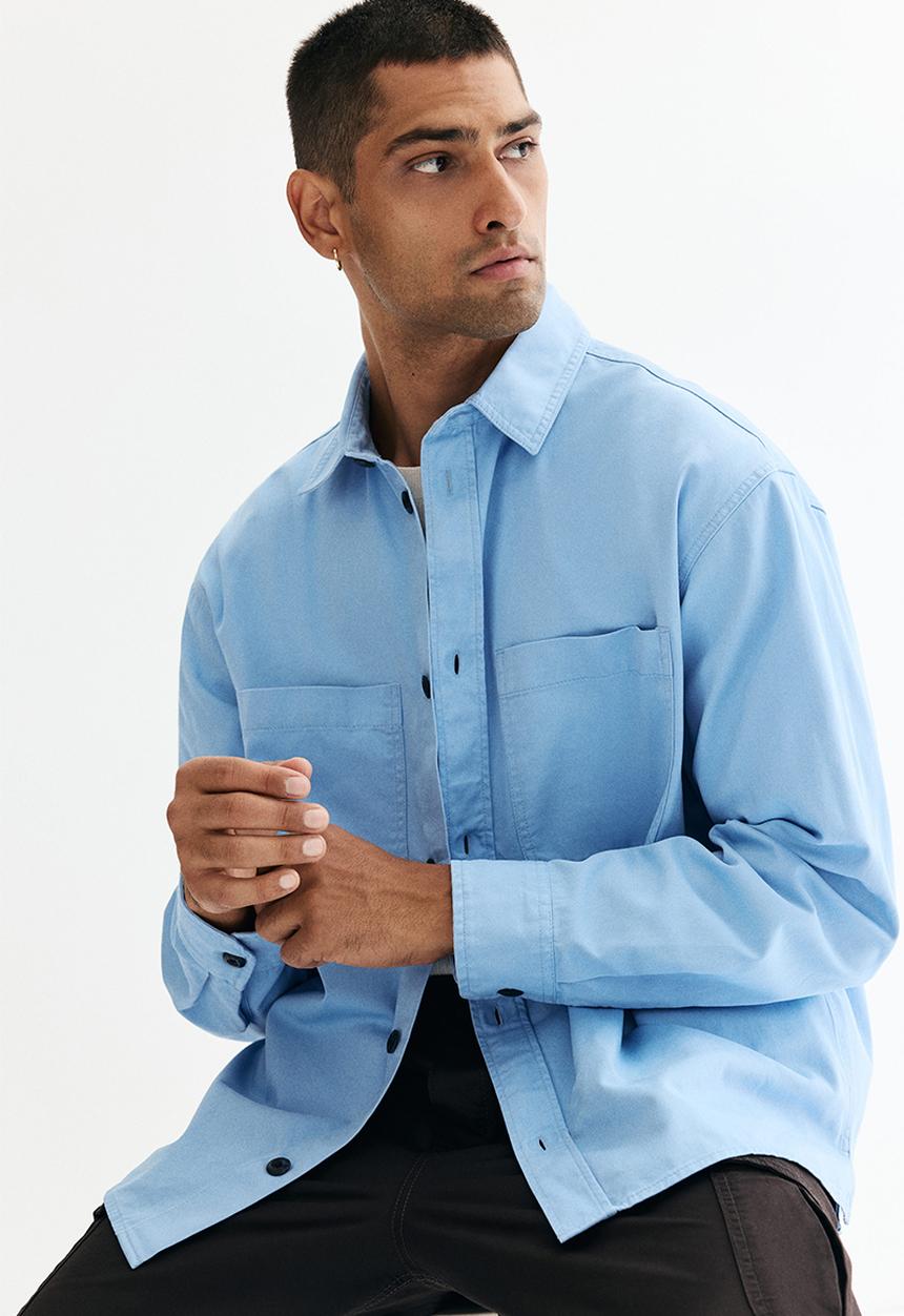 H&M - Relaxed fit twill overshirt - light blue
