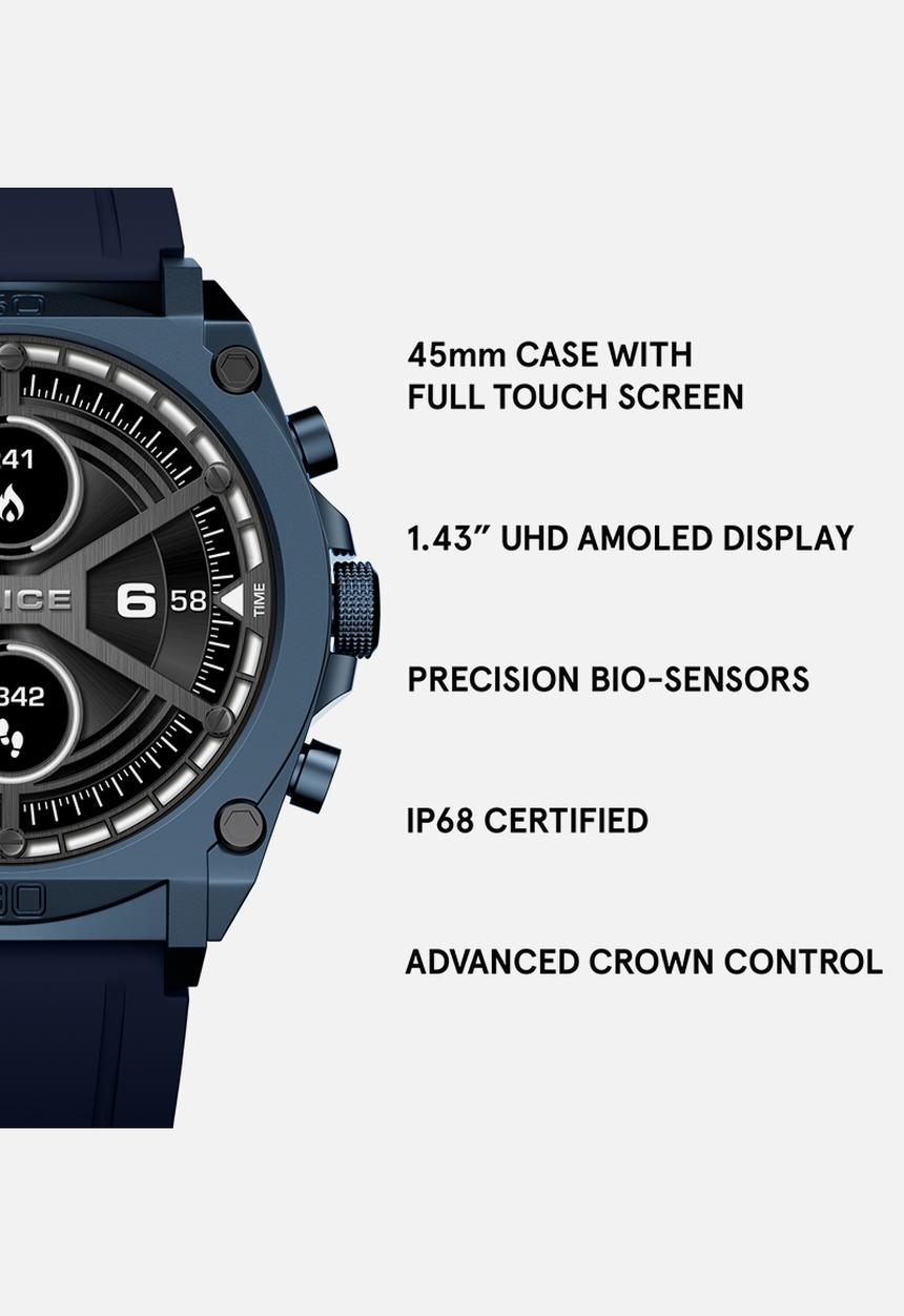 Police - Ip Blue Black Smartwatch Silicone Strap - Blue