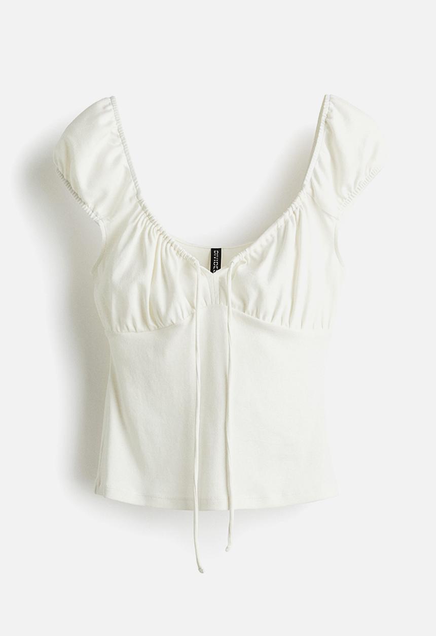 H&M - Drawstring-detail top - white