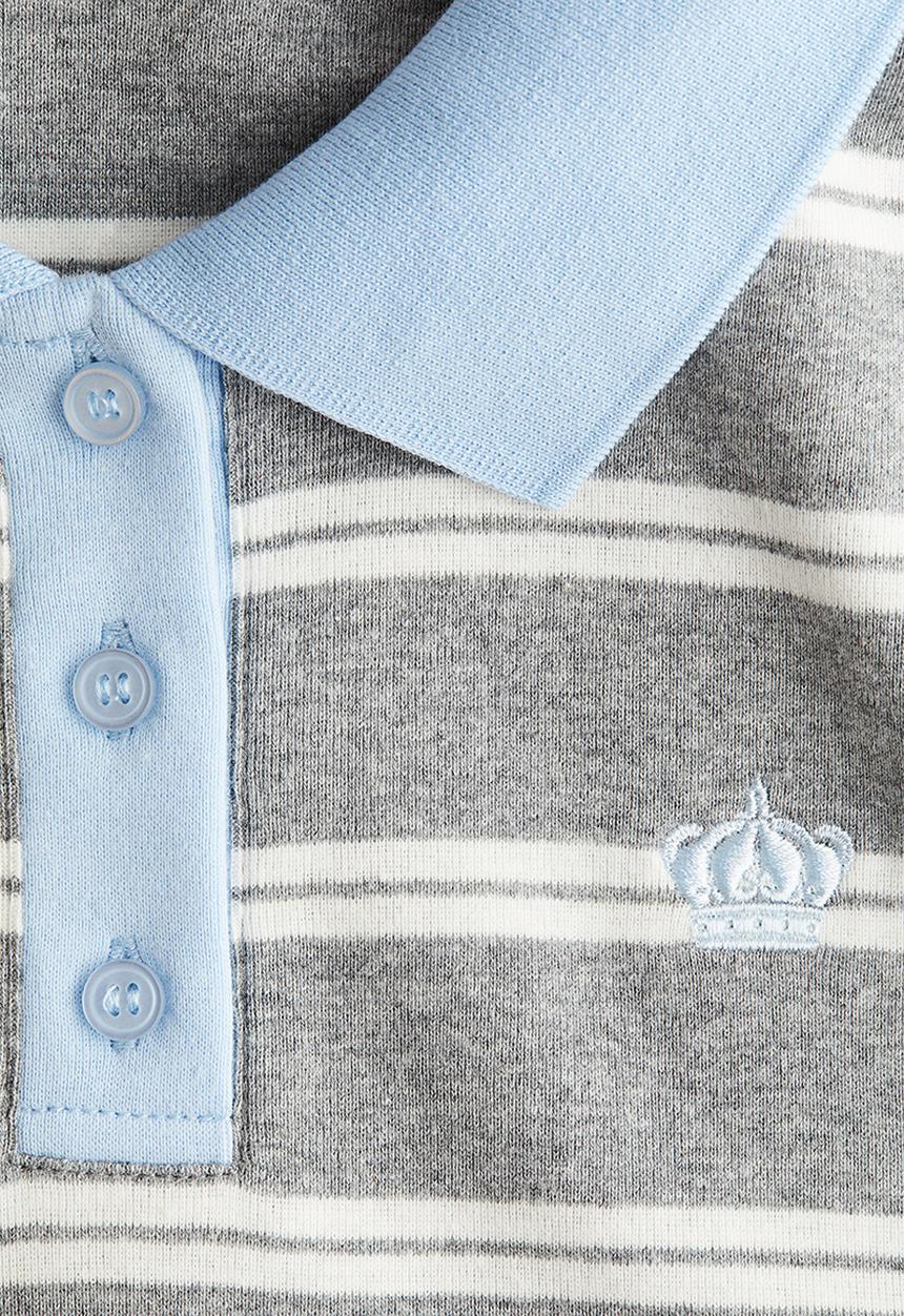H&M - Cotton polo shirt - grey marl/striped