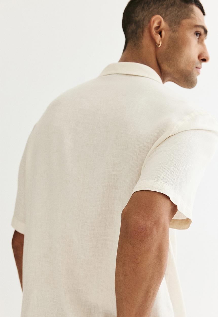 H&M - Regular fit linen-blend resort shirt - white