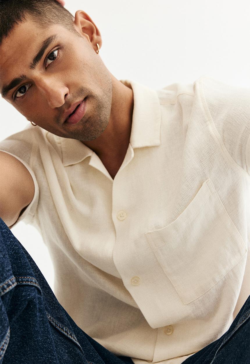 H&M - Regular fit linen-blend resort shirt - white