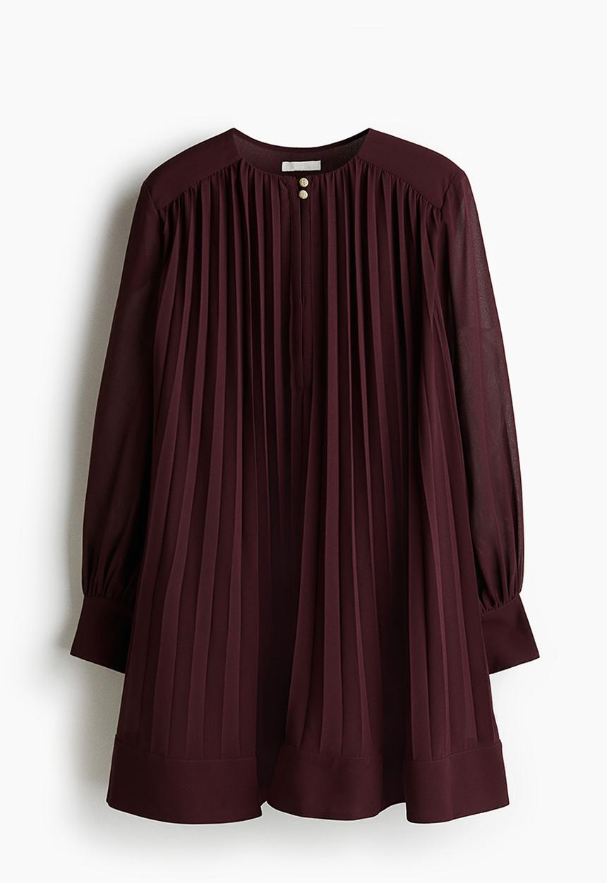 H&M - Pleated dress - burgundy
