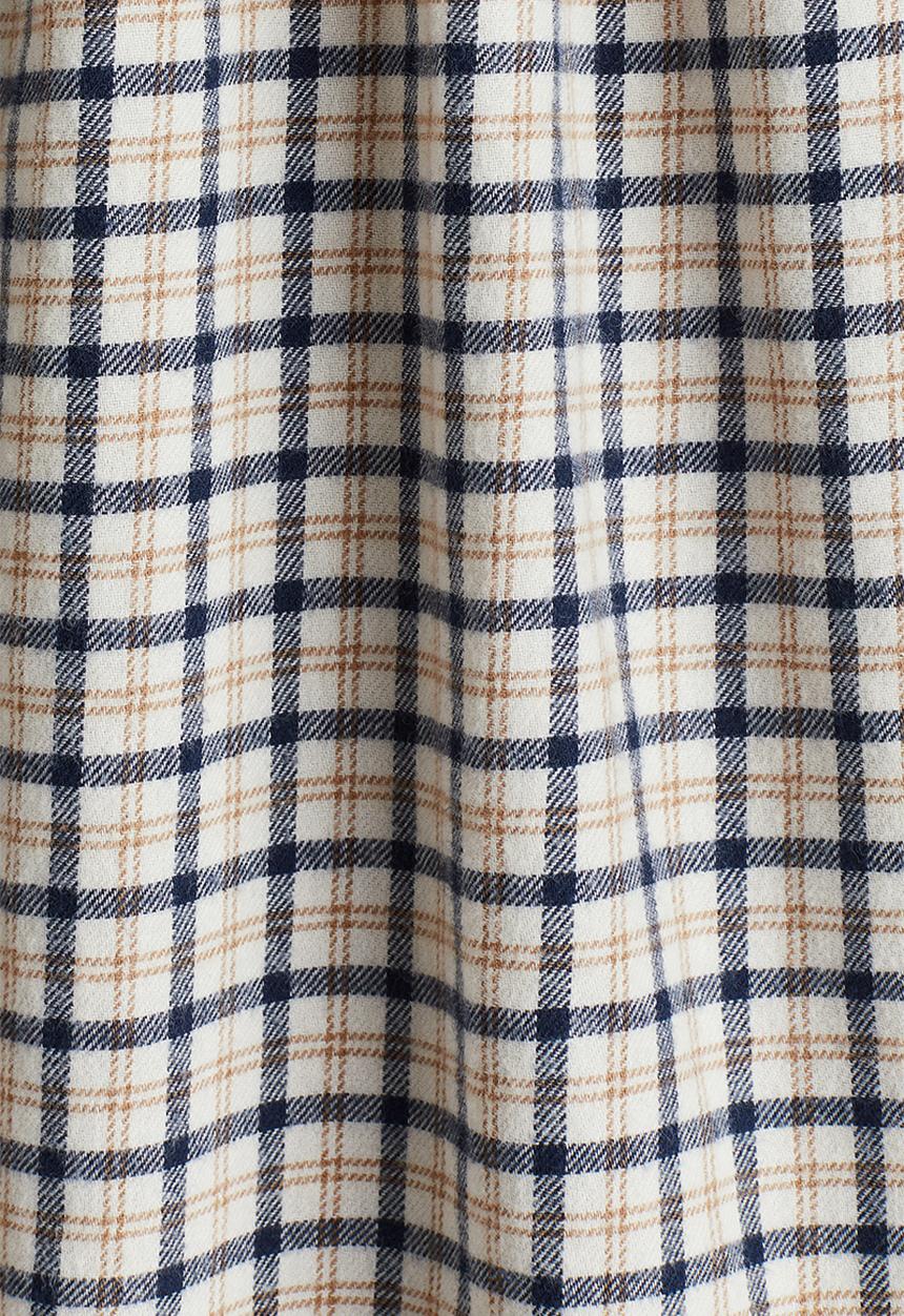 H&M - Flounce-detail blouse - light beige/checked