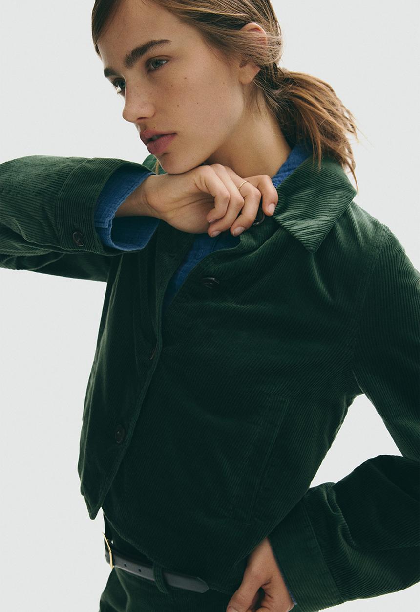Cotton corduroy jacket - dark green - 1301269001