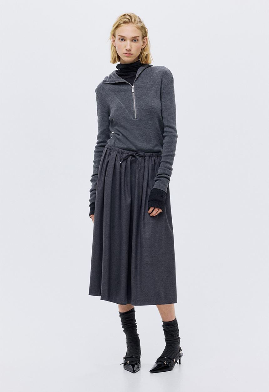 H&M - Flared skirt - dark grey marl