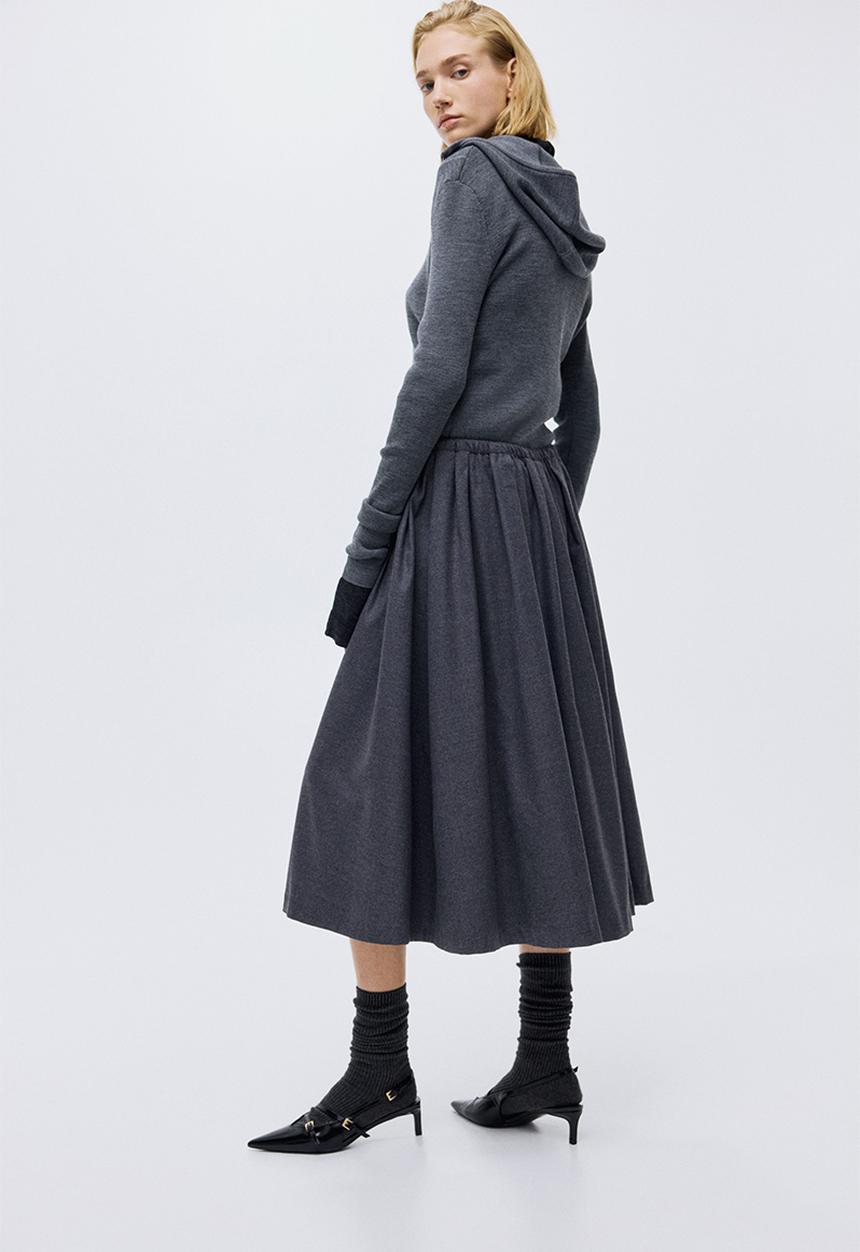 H&M - Flared skirt - dark grey marl