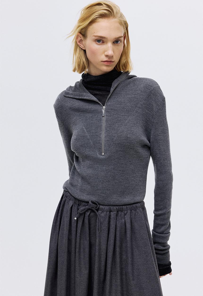H&M - Flared skirt - dark grey marl