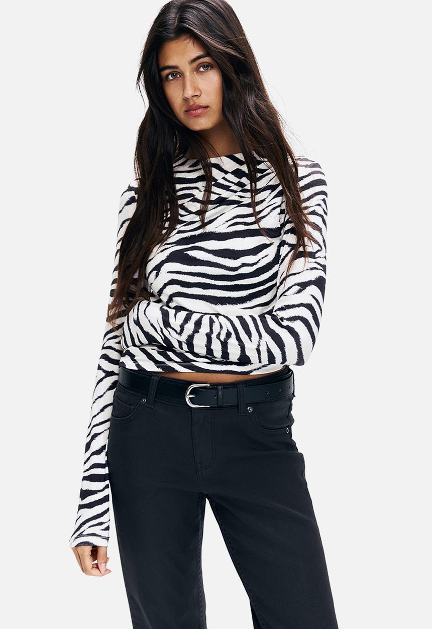 H&M - Draped top - white/zebra print