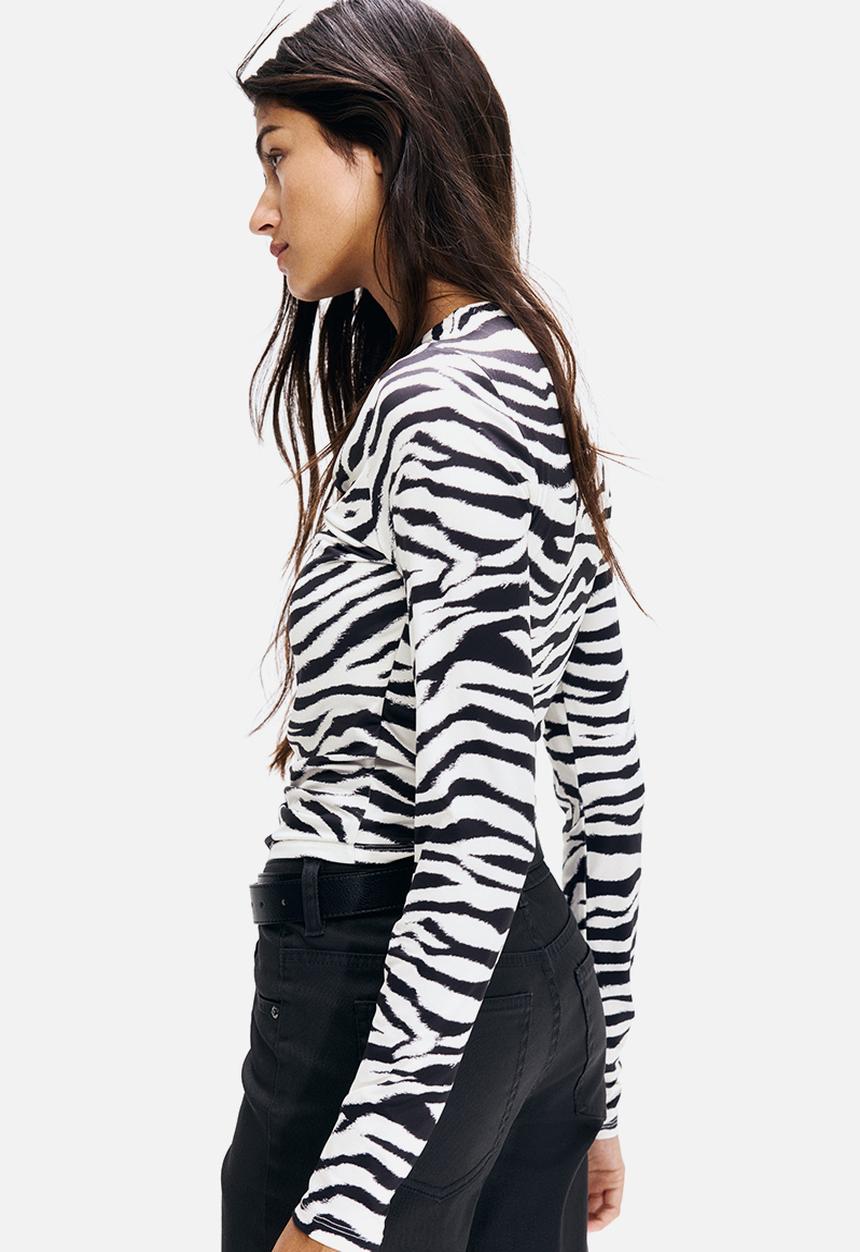 H&M - Draped top - white/zebra print