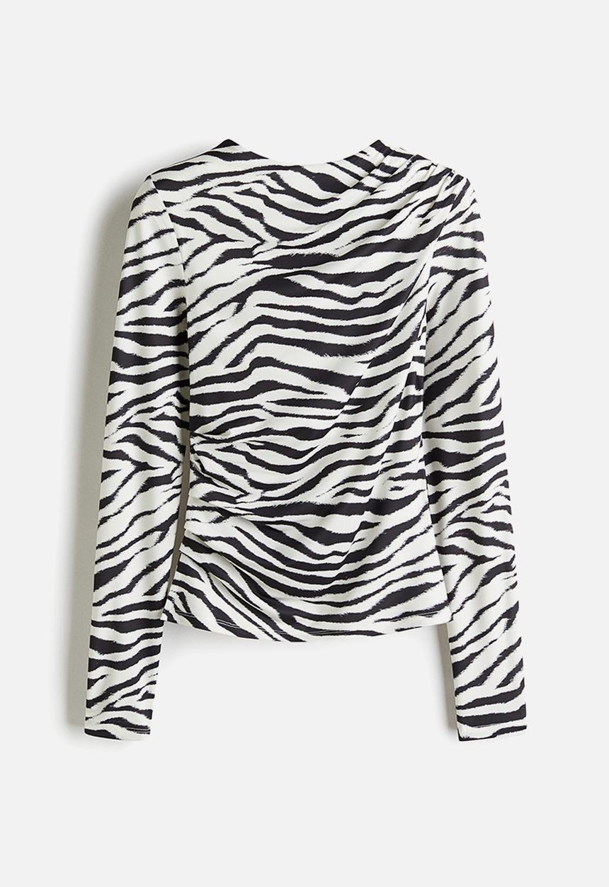 H&M - Draped top - white/zebra print