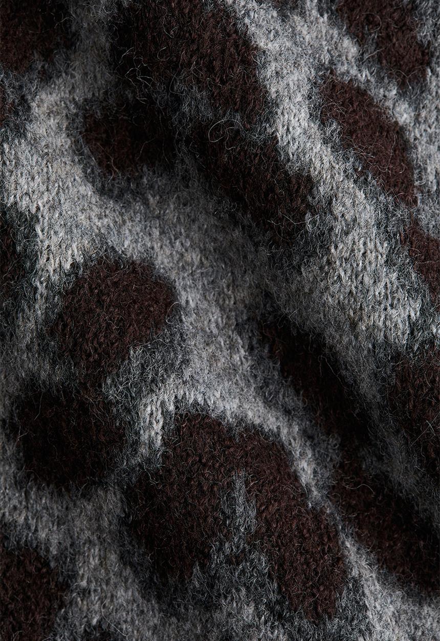 H&M - Boxy jacquard-knit jumper - grey/leopard print
