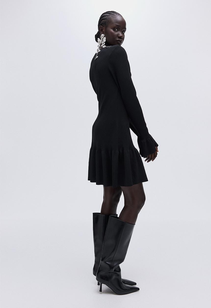 Rib-knit dress - black - 1303141002