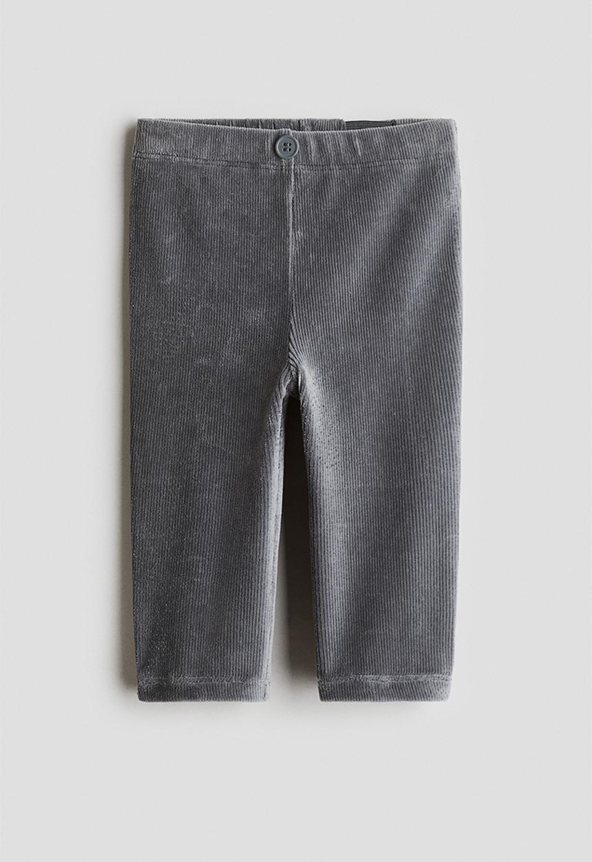 H&M - Ribbed velour leggings - grey