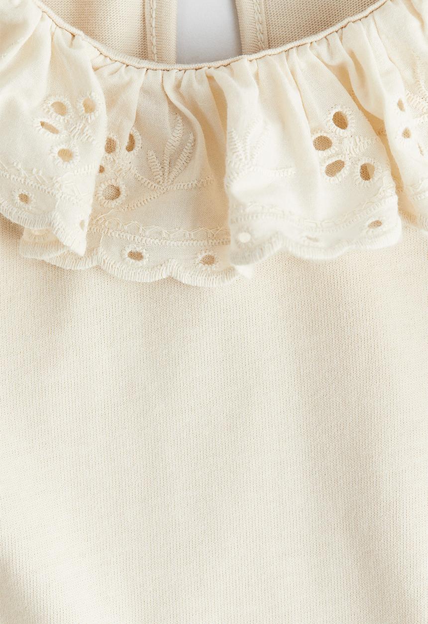H&M - Broderie anglaise-collared top - light beige