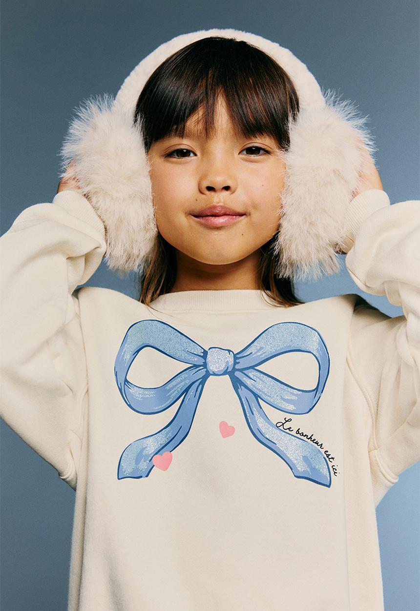 H&M - Printed brushed-inside sweatshirt - cream/bow