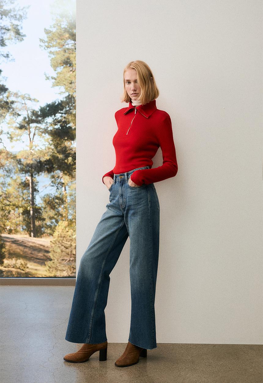 H&M - Wide high jeans - denim blue