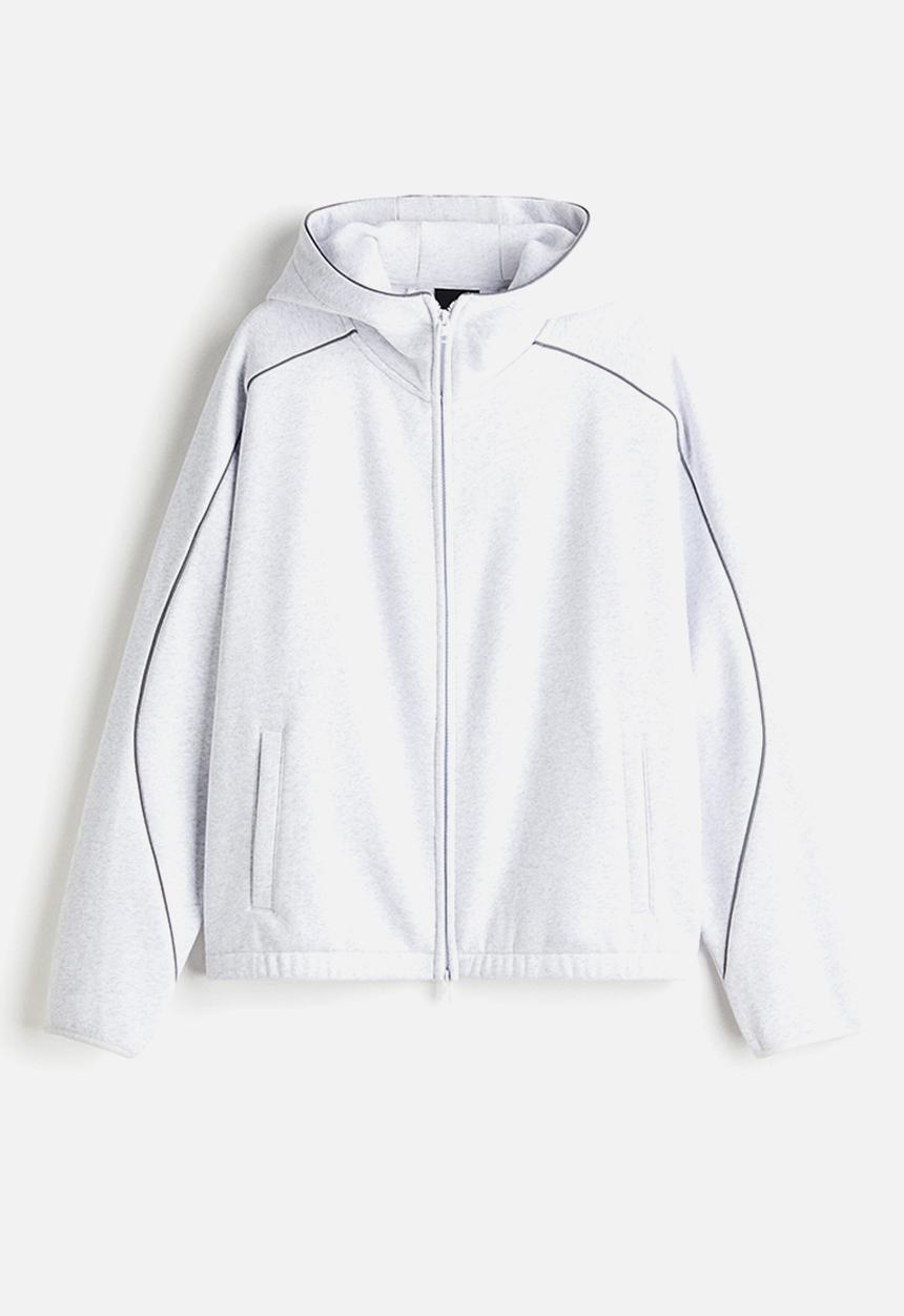 H&M - Loose fit zip-through hoodie - light grey marl