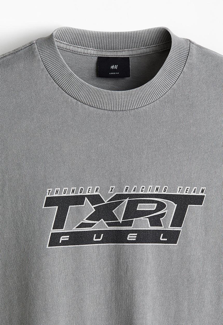 Loose fit washed t-shirt - grey/txrt - 1309725002