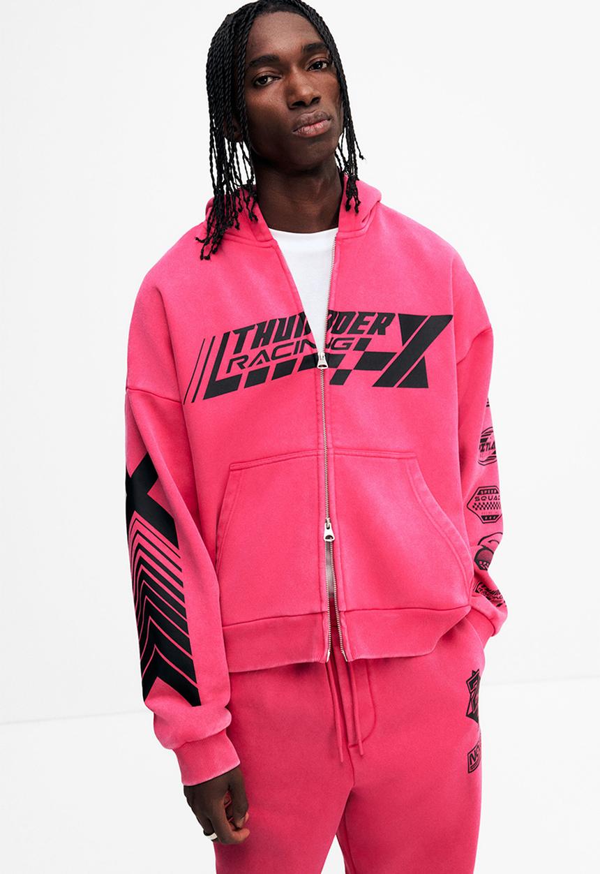 VS☆PINK☆トレーナー Oversized fit zip-through hoodie - cerise/thunder racing - 1309726001