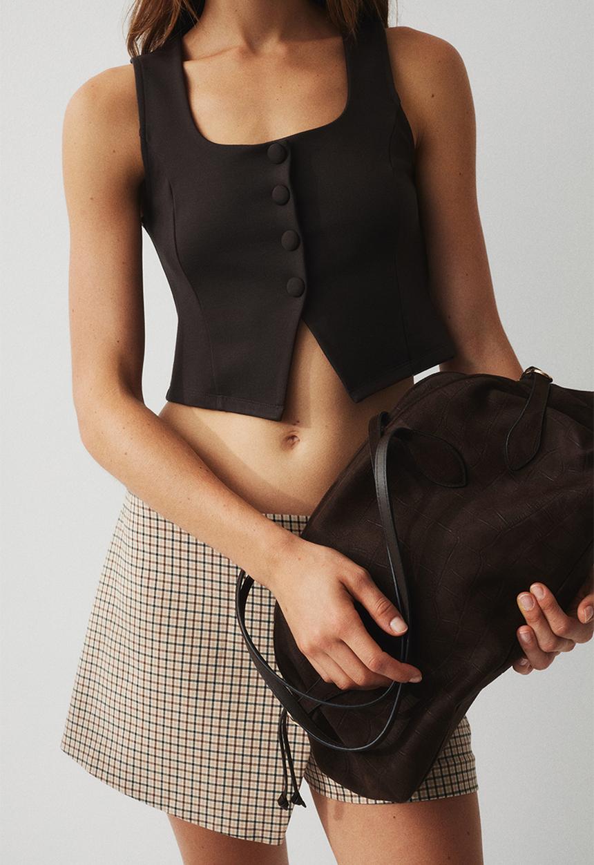 H&M - Jersey waistcoat - dark brown