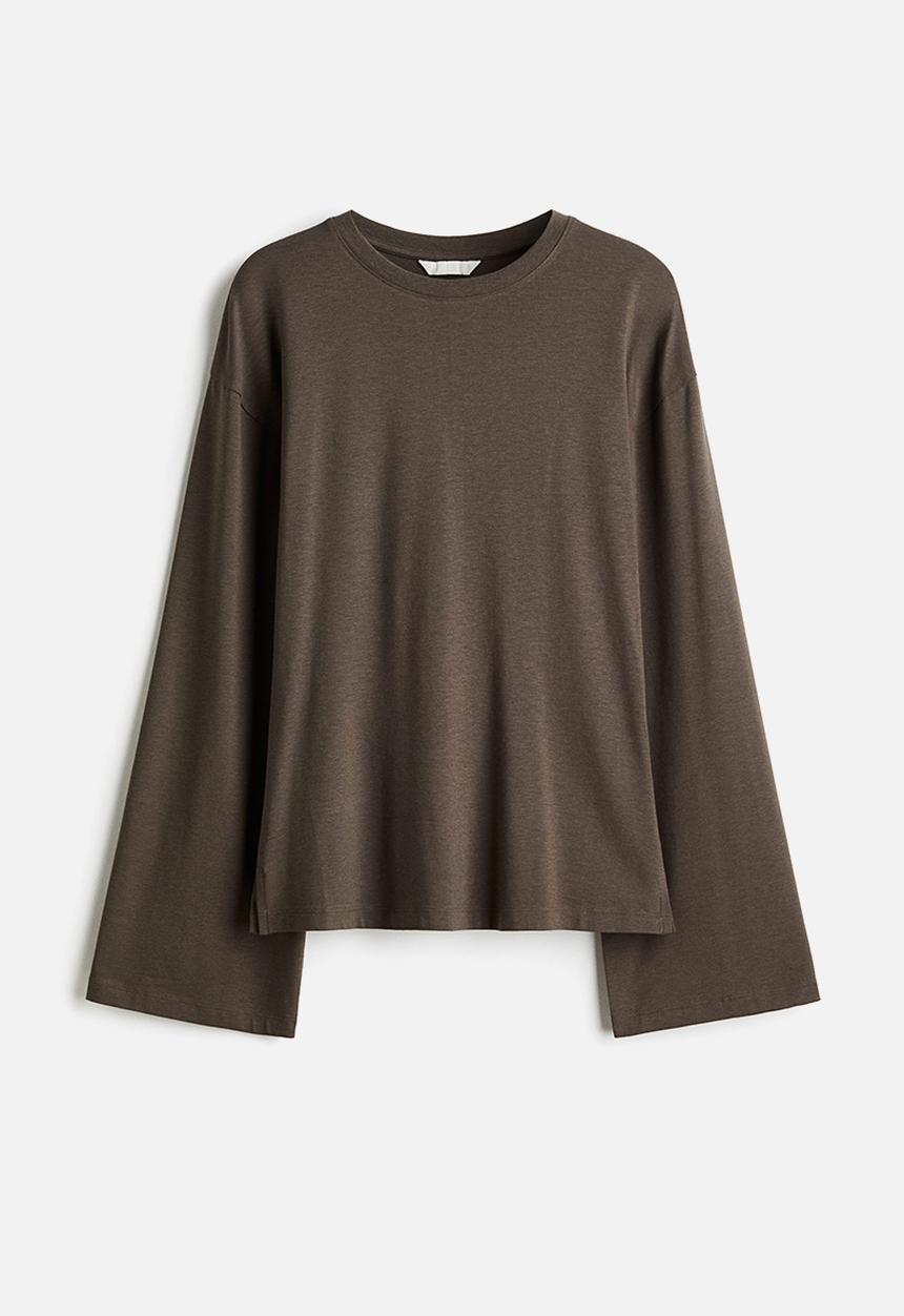 H&M - Long-sleeved top - dark dusty brown