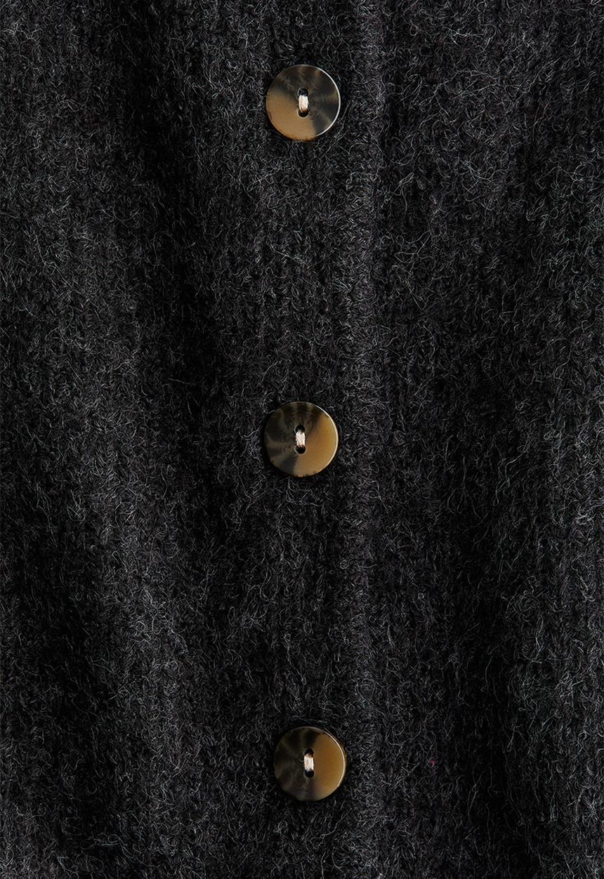 H&M - Rib-knit peplum cardigan - dark grey marl