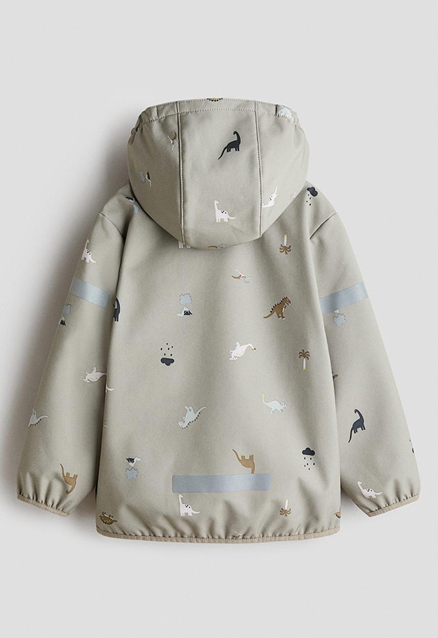 H&M - Water-resistant softshell jacket - greige/dinosaurs