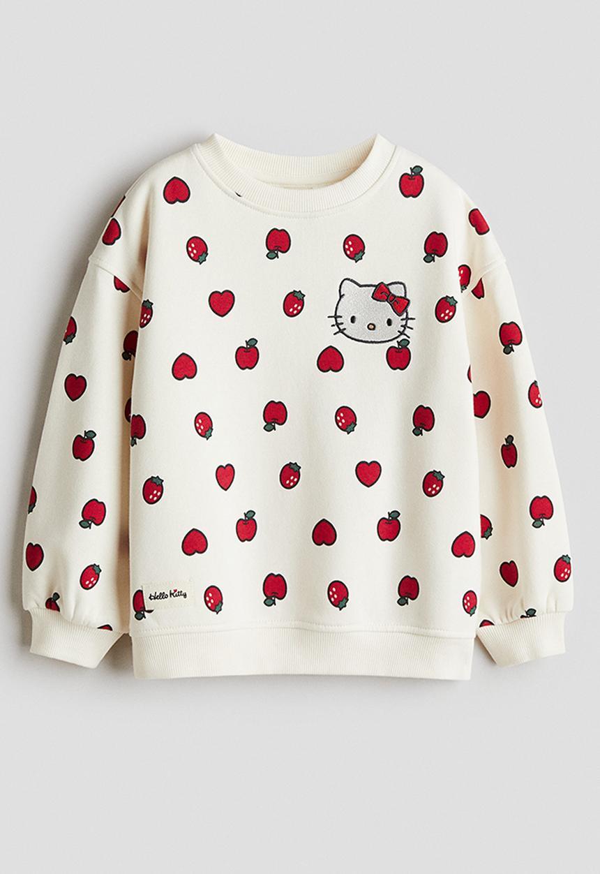 H&M - Printed sweatshirt - white/hello kitty